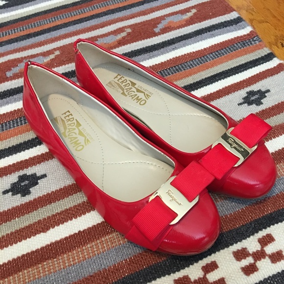Salvatore Ferragamo Shoes - Salvatore Ferragamo Varina Red Flat, 5